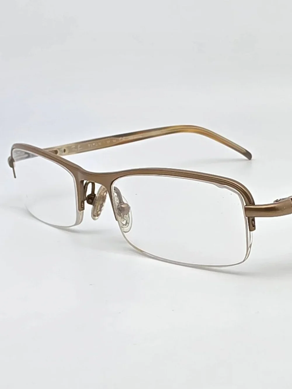 Ray-Ban RB8612 1065 Gold Sand Titanium Semi Rimless Eyeglasses Frame w Case 50mm